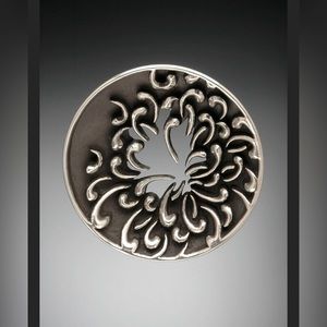 ♦️SOLD♦️Chrysanthemum Pendant -Solid sterling silver on silk cord- handmade